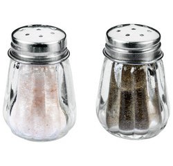 Salière et poivrière, verre/inox, set de 2