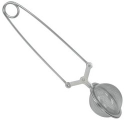 Pince à thé avec poignée pression, inox