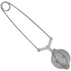 Pince à thé avec poignée pression, inox