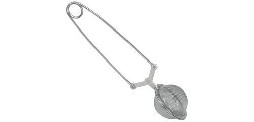 Pince à thé avec poignée pression, inox