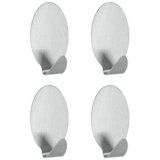Crochet adhésif Lilliput, set de 4, ovale, inox