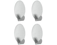 Crochet adhésif Lilliput, set de 4, ovale, inox