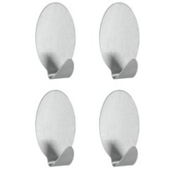 Crochet adhésif Lilliput, set de 4, ovale, inox