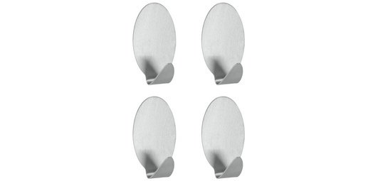 Crochet adhésif Lilliput, set de 4, ovale, inox