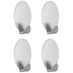 Crochet adhésif Lilliput, set de 4, ovale, inox