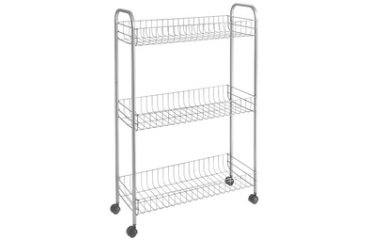 Desserte multi-usage Slim DELUXE, 3 niveaux, argent