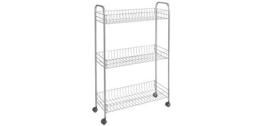 Schmaler DELUXE Mehrzweckwagen, 3 Ebenen, silber