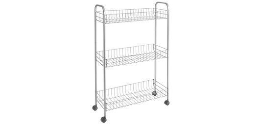 Desserte multi-usage Slim DELUXE, 3 niveaux, argent