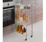 Desserte multi-usage Slim DELUXE, 3 niveaux, argent