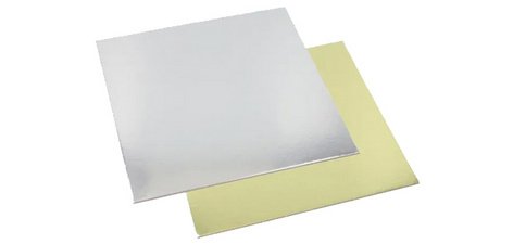 Plat à gâteau carré, 280 x 280 mm, or/argent