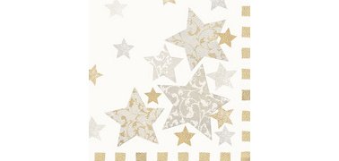 Serviette à motif de Noël 'Stardust', crème