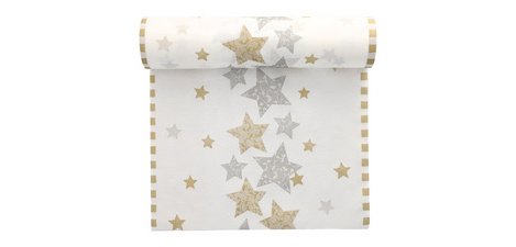 Chemin de table de Noël 'Stardust', crème