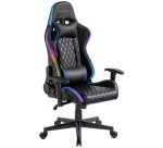 Fauteuil pour jeux vidéo, avec lumière RVB, noir