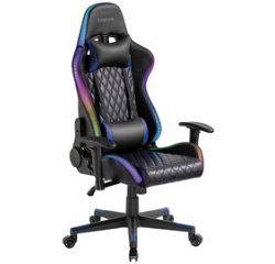 Fauteuil pour jeux vidéo, avec lumière RVB, noir