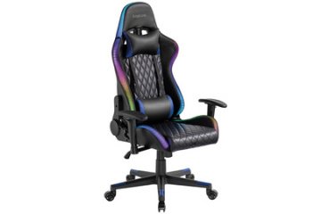 Fauteuil pour jeux vidéo, avec lumière RVB, noir