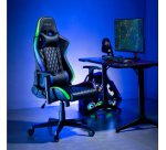 Fauteuil pour jeux vidéo, avec lumière RVB, noir