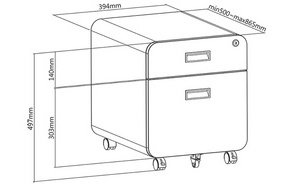Caisson mobile, 2 tiroirs, noir