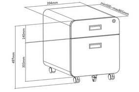 Caisson mobile, 2 tiroirs, noir