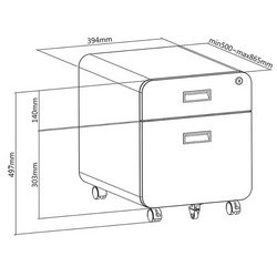 Caisson mobile, 2 tiroirs, noir