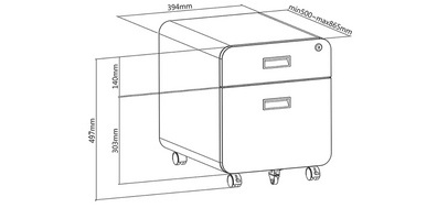 Caisson mobile, 2 tiroirs, noir