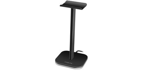 Support pour casque audio, avec lumière RVB, noir