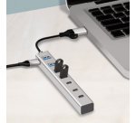 Hub USB 3.0, 7 ports, 4x USB-A / 3x USB-C, argent