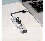 Hub USB 3.0 avec lecteur de carte, 3 ports, argent