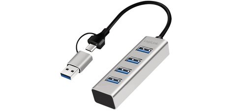 Hub USB 3.0, 4 ports, 4x USB-A, argent