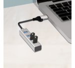 Hub USB 3.0, 4 ports, 4x USB-A, argent