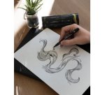 Feutre technique uni pin, tube en métal de 9 pièces