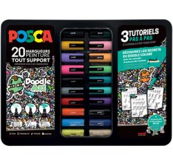 Marqueur à pigment 'DOODLE ART', mallette métal de 20