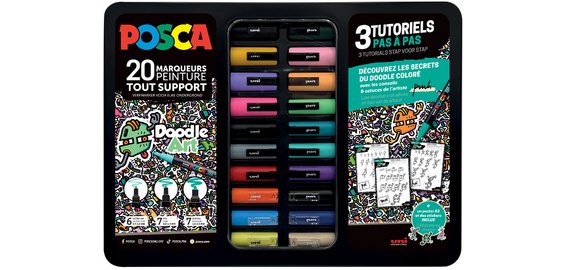 Marqueur à pigment 'DOODLE ART', mallette métal de 20