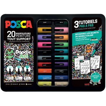 Marqueur à pigment 'DOODLE ART', mallette métal de 20