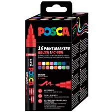 Marqueur à pigment PC-5BR BRUSH, étui de 16, assorti
