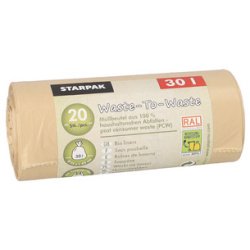 Sac poubelle 'Waste-to-Waste', 30 litres, marron