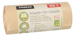 Sac poubelle 'Waste-to-Waste', 30 litres, marron