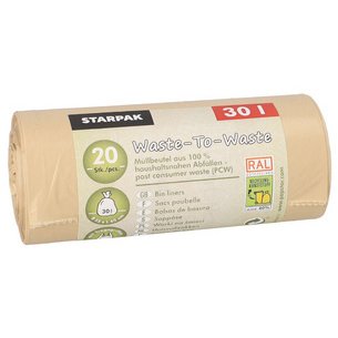 Sac poubelle 'Waste-to-Waste', 30 litres, marron