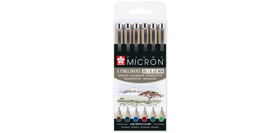Fijne stift PIGMA MICRON 05 , aardkleur, etui van 6 stuks