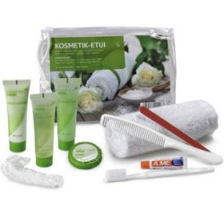 Cosmeticakit voor op reis, 10 stuks, in een hoesje.