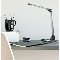 Lampe de table à LED JOA, socle, gris métallisé