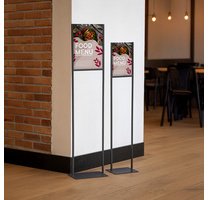 Porte-visuel sur pied, A3, métal, noir