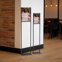 Porte-visuel sur pied, A3, métal, noir