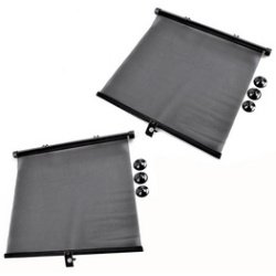 Pare-soleil enroulable pour voiture, noir, set de 2