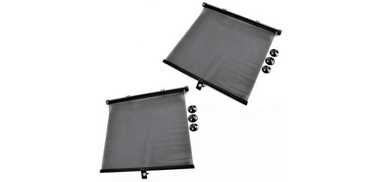 Pare-soleil enroulable pour voiture, noir, set de 2