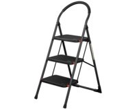 Escabeau pliable en acier, 3 niveaux, noir