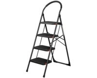 Escabeau pliable en acier, 4 niveaux, noir