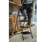 Escabeau pliable en acier, 4 niveaux, noir