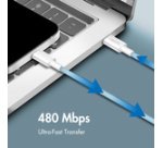 Câble USB 2.0, USB-C - USB-C, 0,5 m