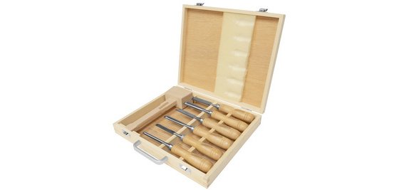 BRÜDER MANNESMANN Jeu d'outils de sculpture bois, 7 pièces