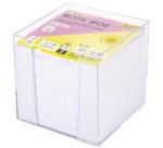 Bloc cube avec boîtier, 90 x 90 mm, transparent/blanc